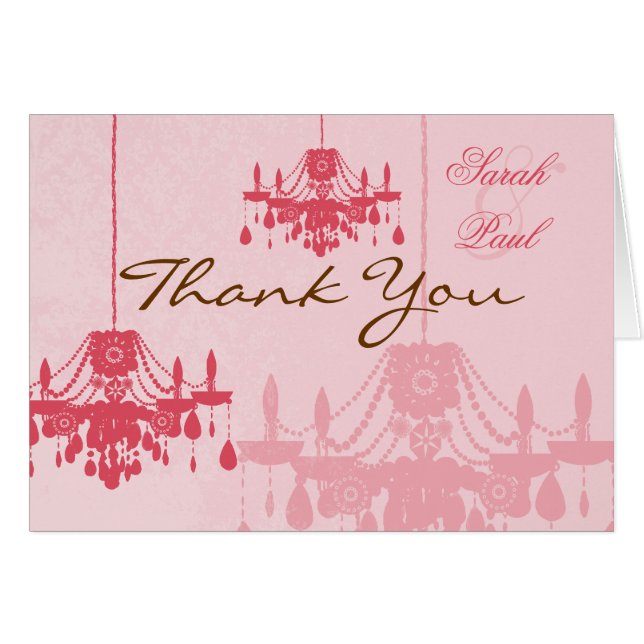 Chateau Rose Pink Chandelier Wedding Invitations (Front Horizontal)