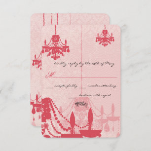 Chateau Rose Pink Chandelier Wedding Invitations