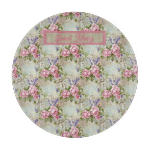ChateauCore Pink Rose and Lavender Shabby Chic Cutting Board