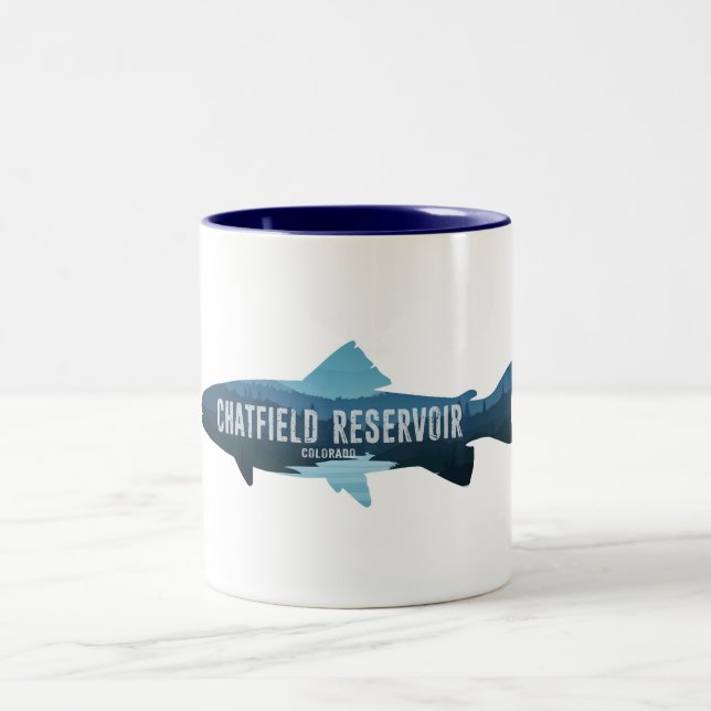 Chatfield Reservoir Colorado Fish Two-Tone Coffee Mug (Center)