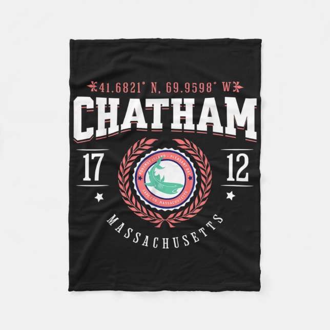 Chatham Ma Cape Cod Souvenir Beach Shark Nautical  Fleece Blanket (Front)