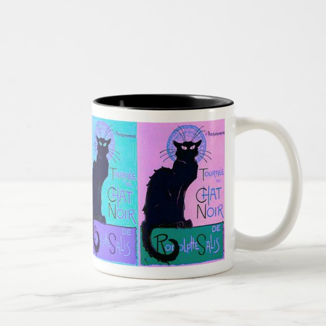 Chats Noir (Black Cats) Two-Tone Coffee Mug (Right)