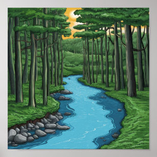 Chattahoochee River Georgia Painting Poster