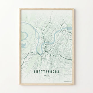 Chattanooga Forest Map Print Poster Wallart Gift