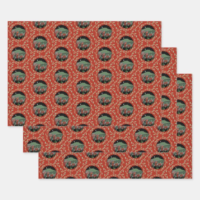 Chattanooga Holiday Wreath Gift Wrap 3 Sheets (Set)