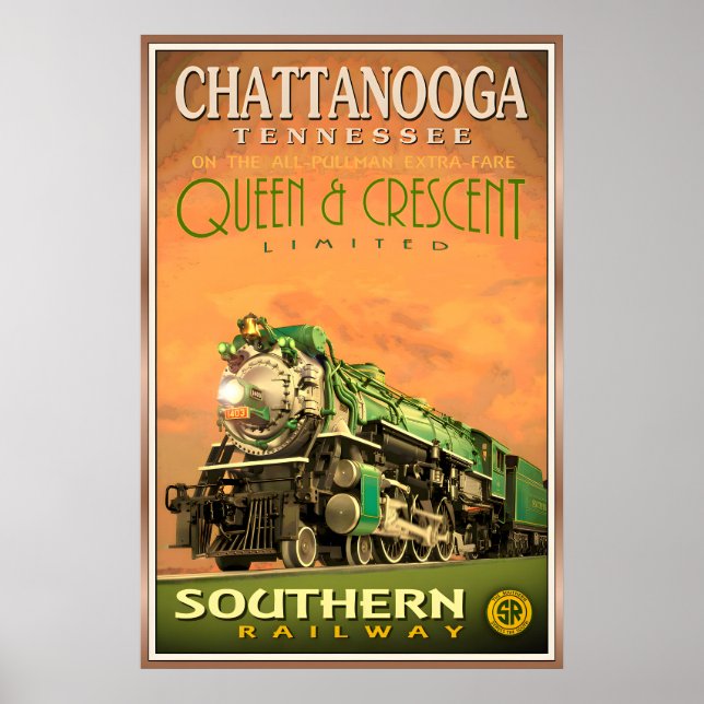Chattanooga QUEEN & CRESCENT Limited Railway Poster (Front)