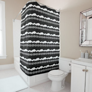 Chattanooga Stripe Black and White Shower Curtain