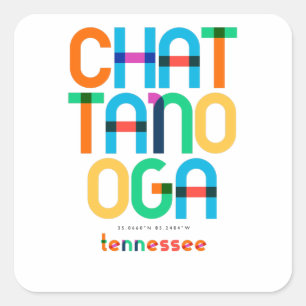 Chattanooga Tennessee Mid Century, Pop Art, Square Sticker