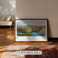 Chattanooga Tennessee Poster, Watercolor, Custom