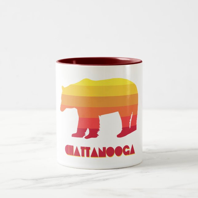 Chattanooga Tennessee Rainbow Bear Two-Tone Coffee Mug (Center)