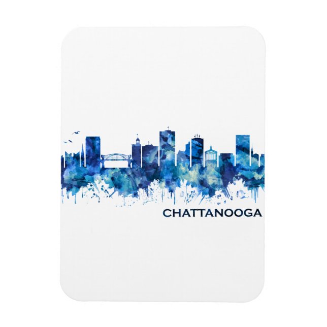 Chattanooga Tennessee Skyline Blue Magnet (Vertical)