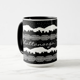 Chattanooga Tennessee Starry Night Black and White Mug
