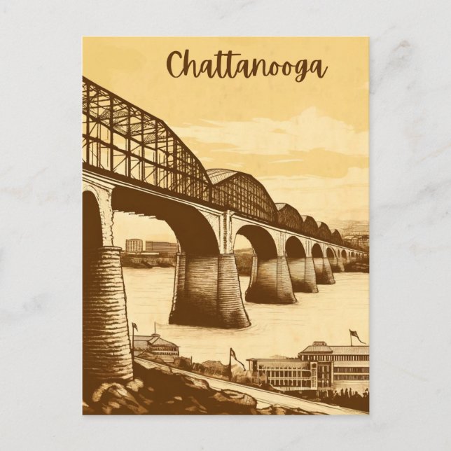 Chattanooga Tennessee Walnut Street Bridge Vintage Postcard (Front)