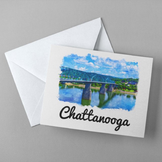 Chattanooga Tennessee Watercolor  Postcard (Chattanooga Travel Postcard)