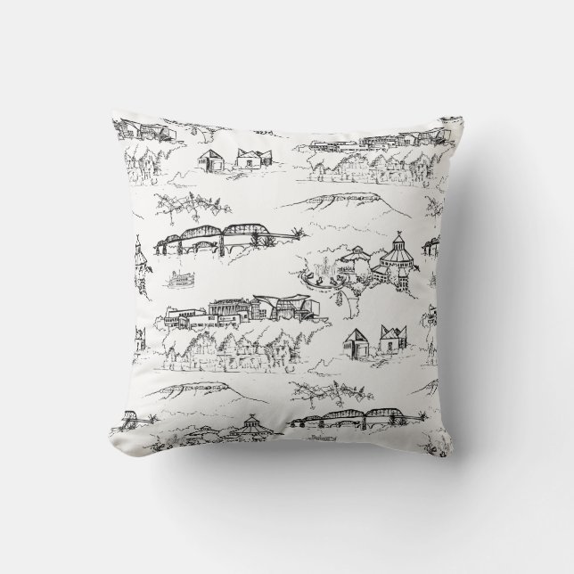 Chattanooga Toile Black and White Cushion (Front)