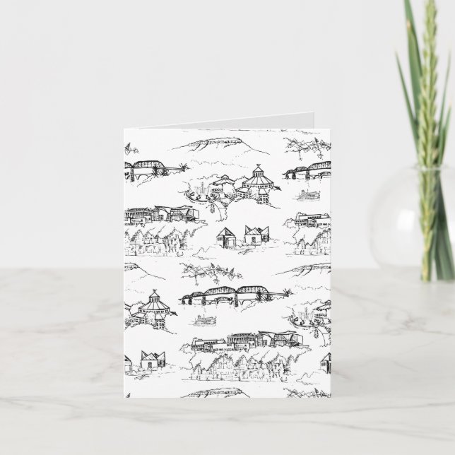Chattanooga Toile Black and White (with Grey) Card (Front)