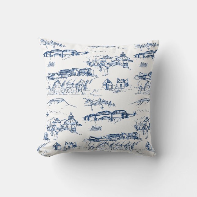 Chattanooga Toile Blue Cushion (Front)
