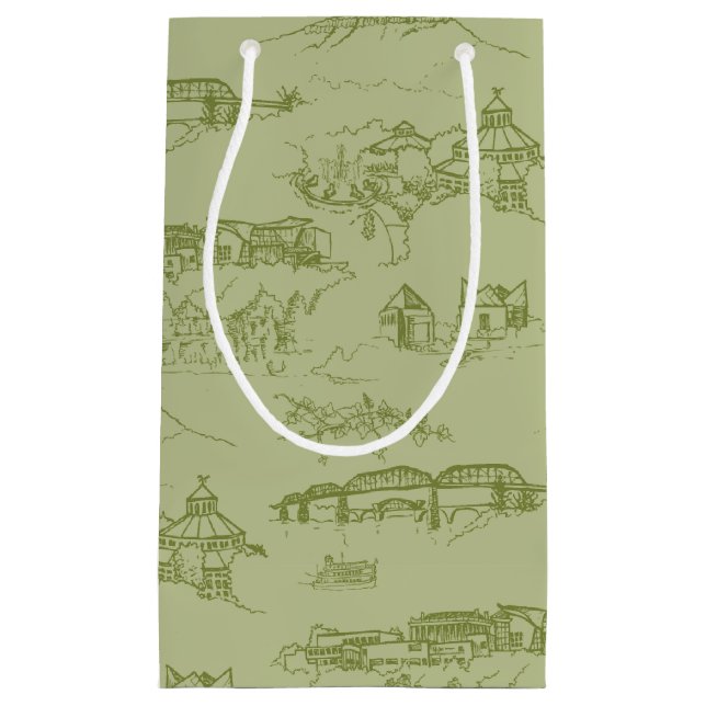 Chattanooga Toile Green Small Gift Bag (Front)