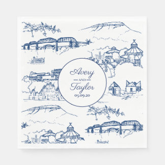 Chattanooga Toile Navy and White Bridal Shower Napkin