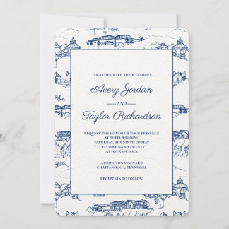 Chattanooga Toile Navy and White Invitation