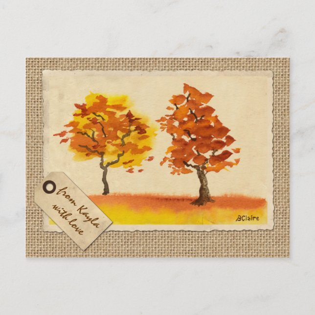 Chatting Autumn Trees Best Friends Fall Foliage Postcard (Front)