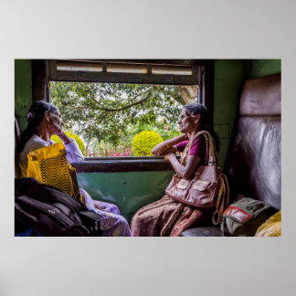 Chatting on the train poster