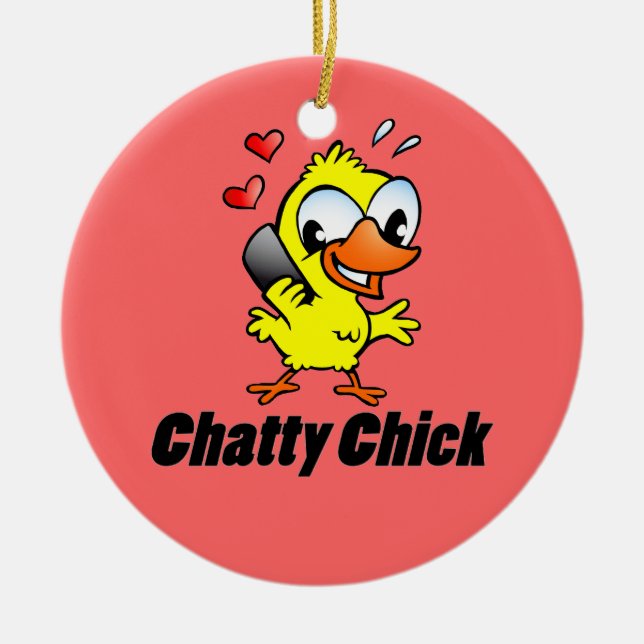 Chatty Chick Ceramic Tree Decoration (Front)