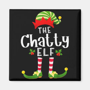 Chatty Christmas Elf Matching Pajama X-mas Party Magnet