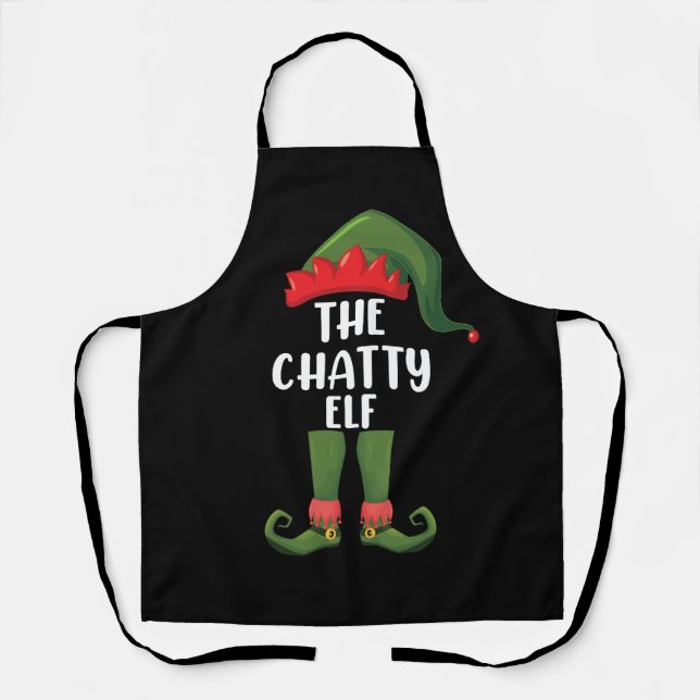 Chatty Elf Family Matching Group Christmas Apron (Front)