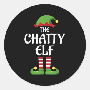 Chatty Elf Family Matching Group Christmas Classic Round Sticker