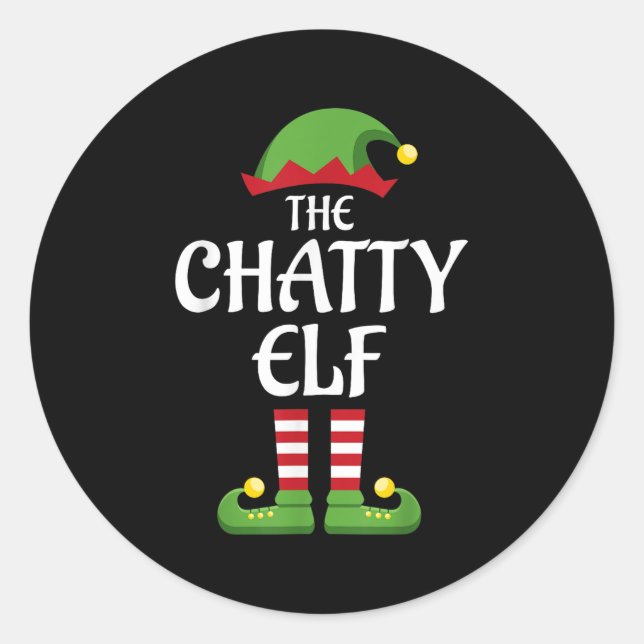 Chatty Elf Family Matching Group Christmas  Classic Round Sticker (Front)