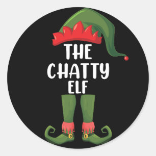 Chatty Elf Family Matching Group Christmas Classic Round Sticker