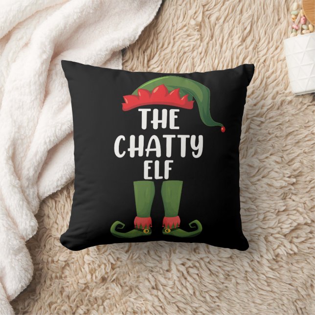Chatty Elf Family Matching Group Christmas Cushion (Blanket)