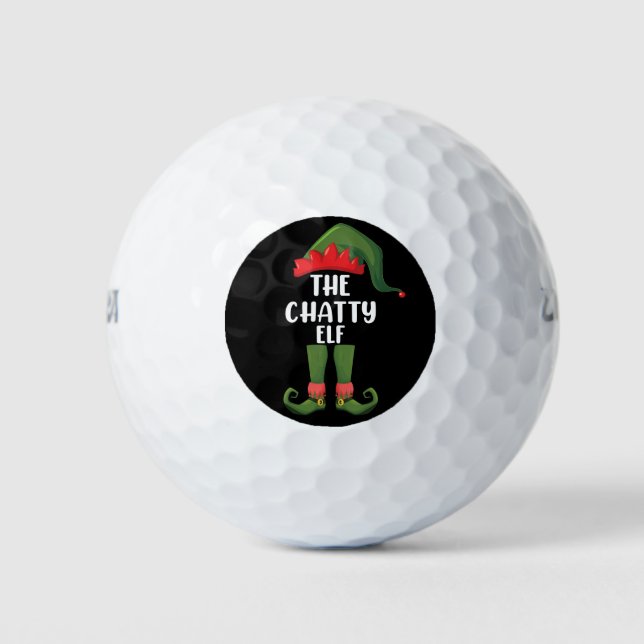 Chatty Elf Family Matching Group Christmas Golf Balls (Front)