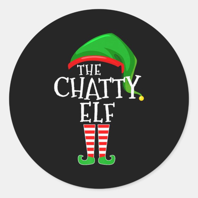 Chatty Elf Family Matching Group Christmas Premium Classic Round Sticker (Front)