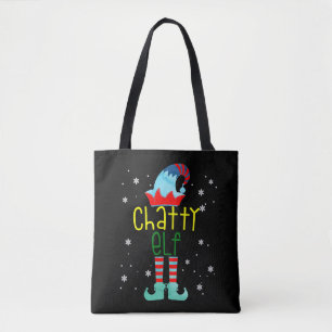 Chatty Elf Funny Xmas Groupe Matching Christmas Tote Bag
