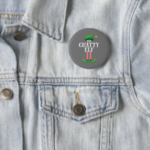 Chatty Elf Matching Family Group Christmas Party 6 Cm Round Badge