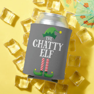 Chatty Elf Matching Family Group Christmas Party Can Cooler