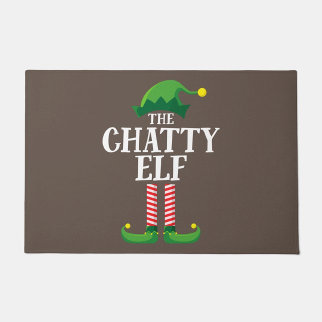 Chatty Elf Matching Family Group Christmas Party Doormat (Front)