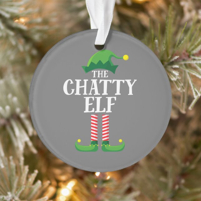 Chatty Elf Matching Family Group Christmas Party Ornament (Tree)
