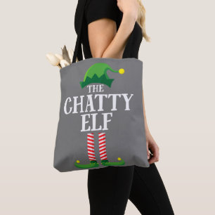 Chatty Elf Matching Family Group Christmas Party Tote Bag
