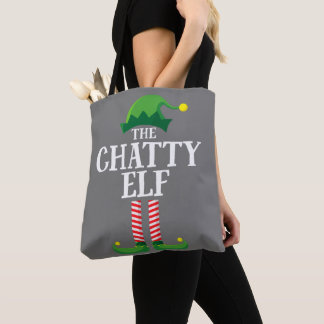 Chatty Elf Matching Family Group Christmas Party Tote Bag