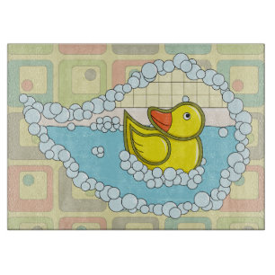 Chaucer the Rubber Duck Glass Cutting Board