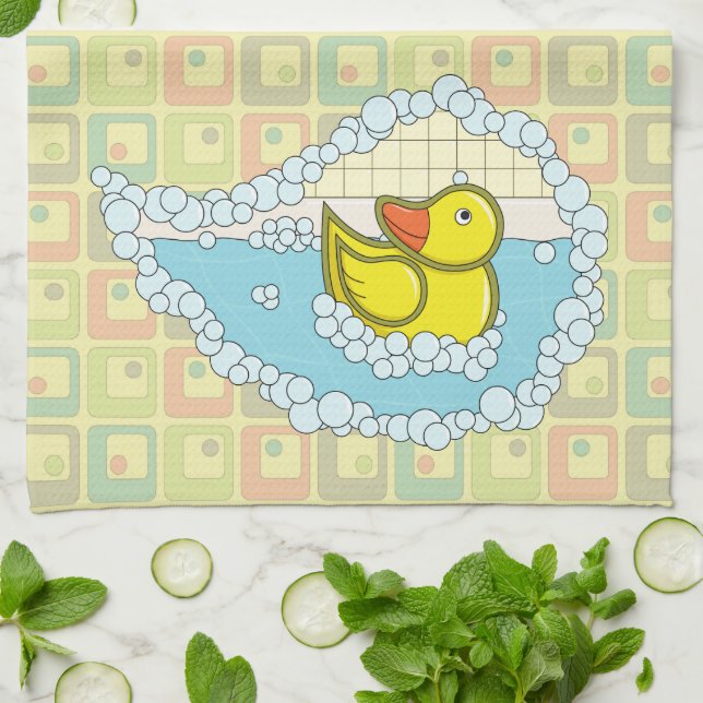 Chaucer the Rubber Duck Kitchen Towel (Folded)