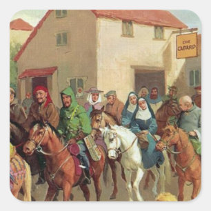 Chaucer's Pilgrims- Canterbury Tales Square Sticker