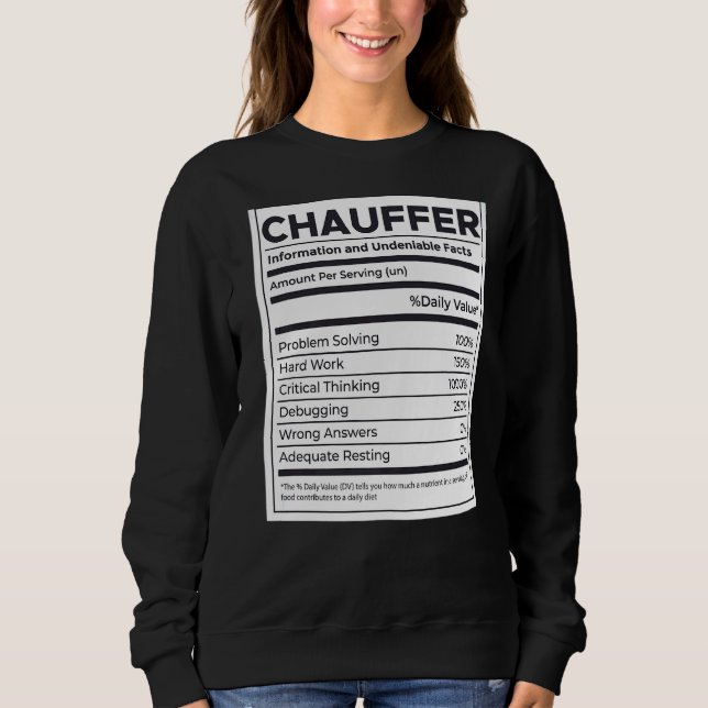 Chauffer Nutrition Information Sweatshirt (Front)