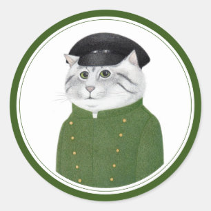 CHAUFFEUR CAT Large Round Stickers