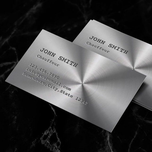 Chauffeur Cool Faux Stainless Steel Metallic Business Card (Creator Uploaded)