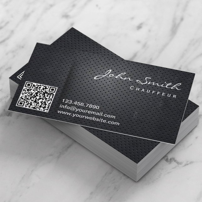 Chauffeur Driver Black Metal QR Code Business Card (Creator Uploaded)