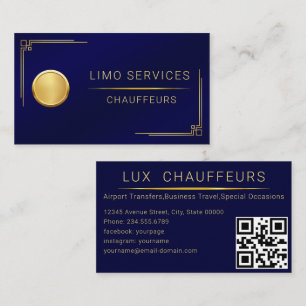 Chauffeur Driver Royal Gold Border Business Card